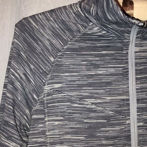 Champion S Active Full Zip Mock Neck Fitted Gray White Heathered Sweatshirt - Picture 8 of 14